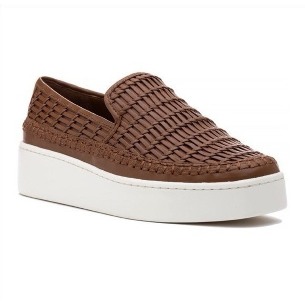 Vince Women's Stratford Woven Leather Platform Slip on Shoe Size 8 Retail $275